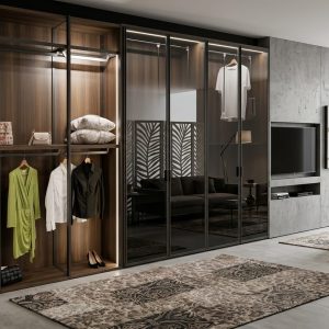 Cabina Armadio Con Ante Vetro E Telaio Metallico